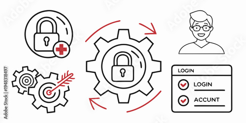a diagram showing password security and account protection Vector