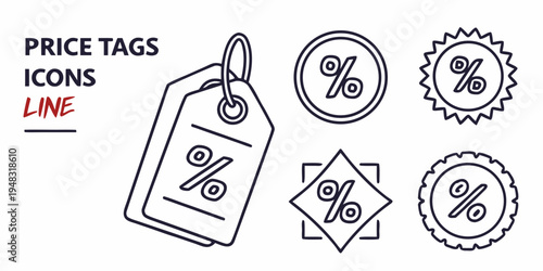 a set of discount icons and price tags Vector