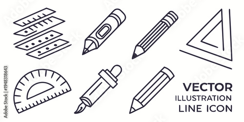 a set of school stationery objects Vector