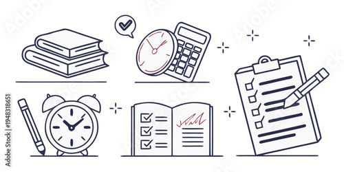 icons representing business productivity and organization Vector