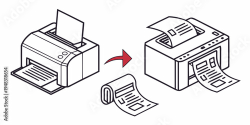 a printer and scanner in a conversion process Vector