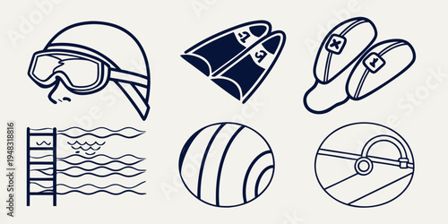 a collection of swimming and water polo sports icons Vector