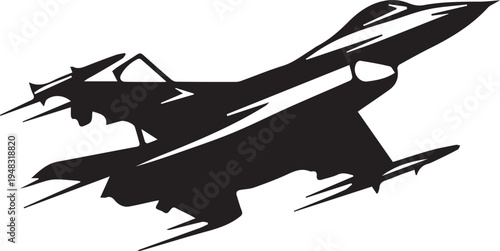 Jet Silhouette Vector, Fighter Jet and Airplane Icon Isolated Black Shape