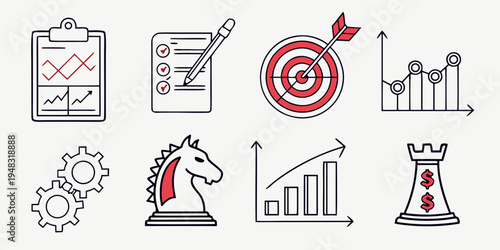 a set of business strategy icons Vector