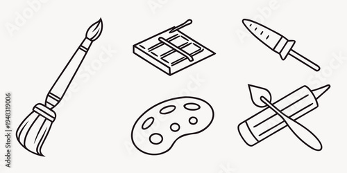 a collection of art supplies Vector