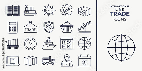 international trade icons on a white background Vector