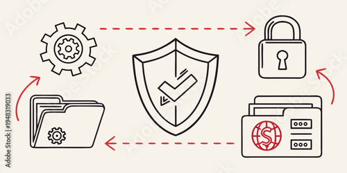 cybersecurity and data protection process Vector