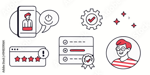 a set of icons related to customer service and ratings Vector
