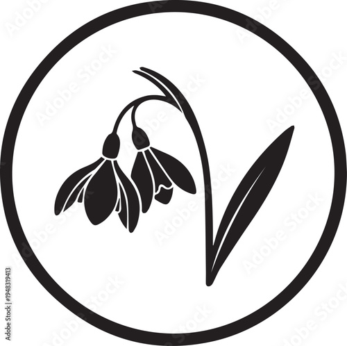 Vector snowdrop flower icon in circle