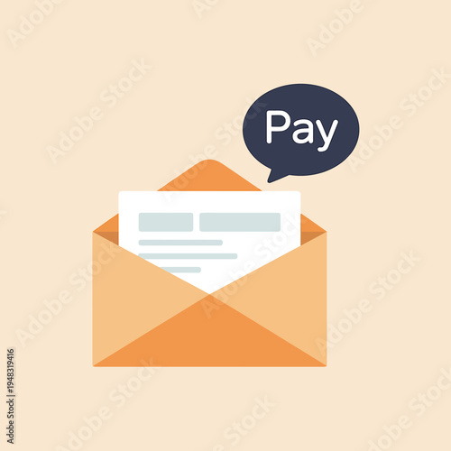 Bill payment reminder on letter in an envelope notification
