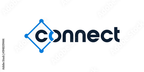 Cuadro en lienzo Technology connection logo design with abstract dot, molecule and network system graphic design vector illustration