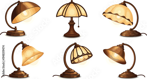 Vintage Table Lamp Set with Elegant Brass Bases and Soft Light Shades for Classic Home Decor and Lighting Themes