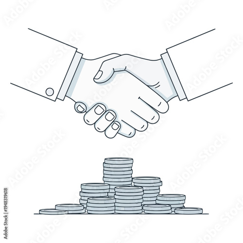 Handshake over stack of coins