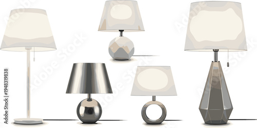 Minimalist Modern Lamp Set with Geometric Designs and Sleek Metallic Finishes for Contemporary Home Lighting