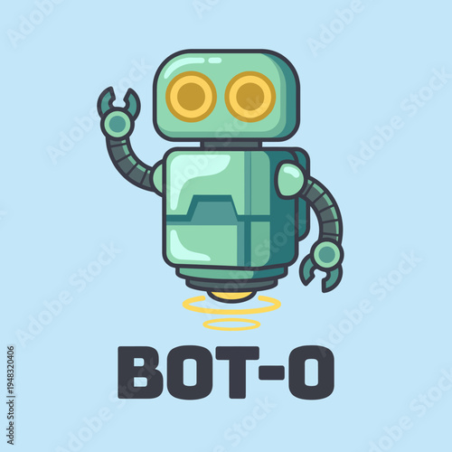 A charming, retro-styled robot character embodies technology and friendliness, suitable for brands wanting to bring a warm and engaging feel to their tech products or services.