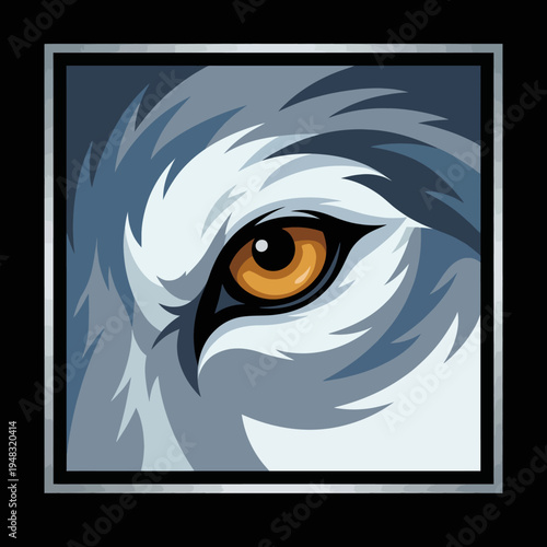 This captivating image showcases a close-up of an owl's piercing eye, symbolizing wisdom, mystery, and nature’s beauty through vibrant and artistic illustration.