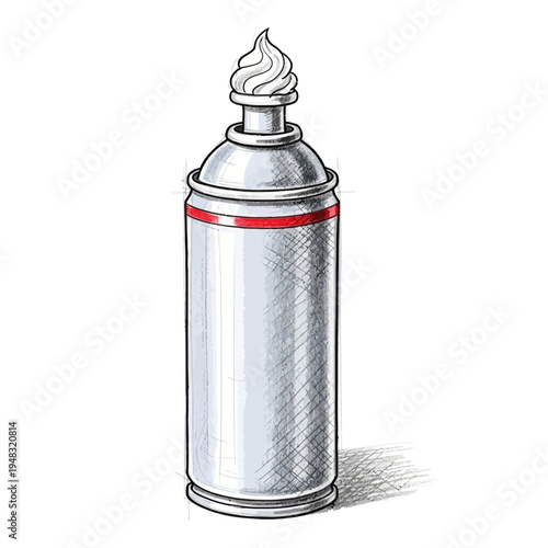 Whipped cream dispenser isolated on white background, illustration