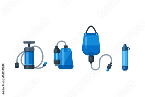 Collection of portable water filters and purifiers for outdoor adventures and emergencies