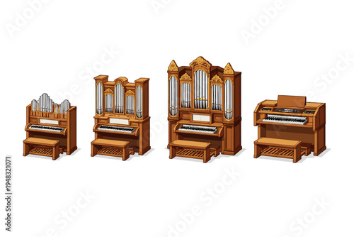 Stylish collection of vintage organ instruments in various designs