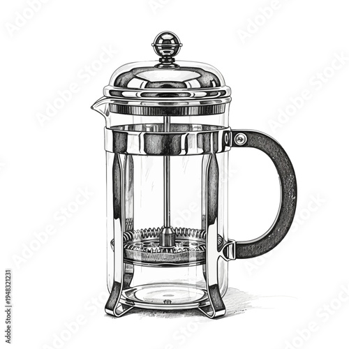 French Press Coffee Maker - Classic Design, Glass and Metal