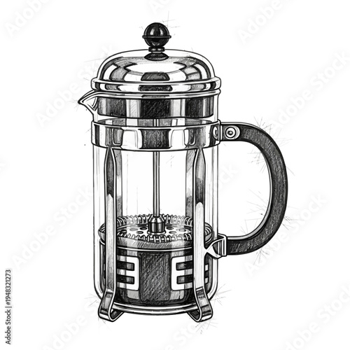 French Press Coffee Maker Illustration