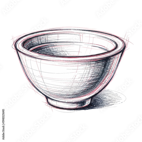 Hand-drawn sketch of a ceramic bowl