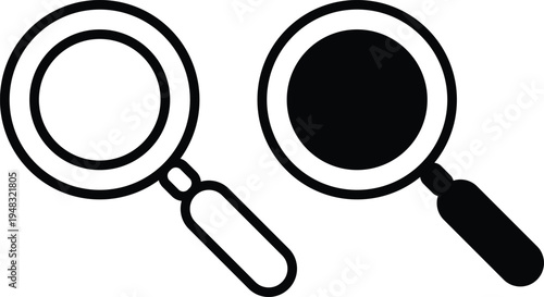 A simple illustration of two magnifying glasses on a white background