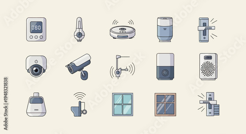 Collection of smart home devices, including security, cleaning, and entertainment gadgets