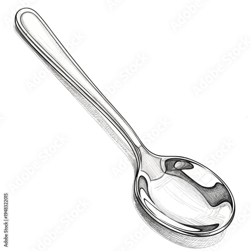 Silver spoon illustration on white background
