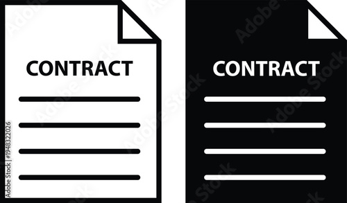 Two contract documents, one black and one white, on a clean background