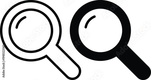 A simple illustration of two magnifying glasses on a white background