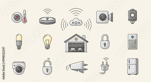 Collection of smart home devices and icons (2)