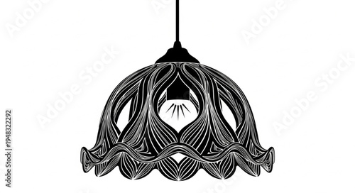 Elegant Floral Patterned Pendant Light Fixture with Intricate Details.