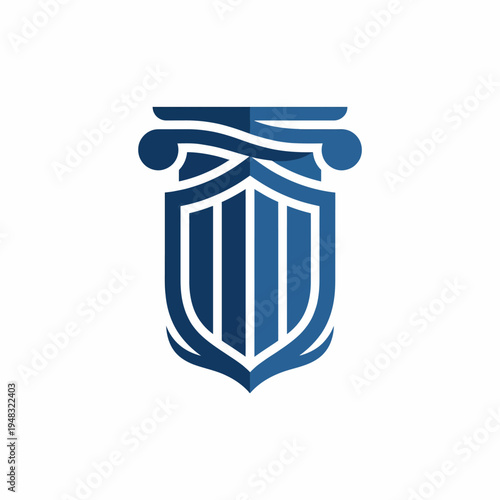 A sophisticated and modern shield logo featuring elegant column elements, representing strength, protection, and traditional values for organizations or institutions.
