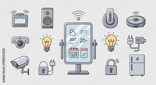Collection of smart home devices and icons (3)