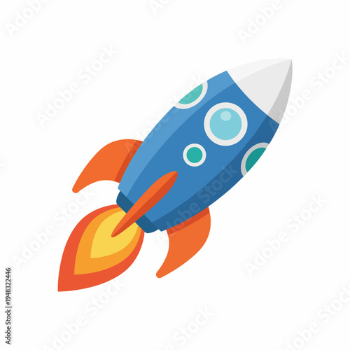 A vibrant illustration of a rocket, emphasizing exploration and adventure, ideal for themes related to innovation, technology, and aspirations in a playful design approach.