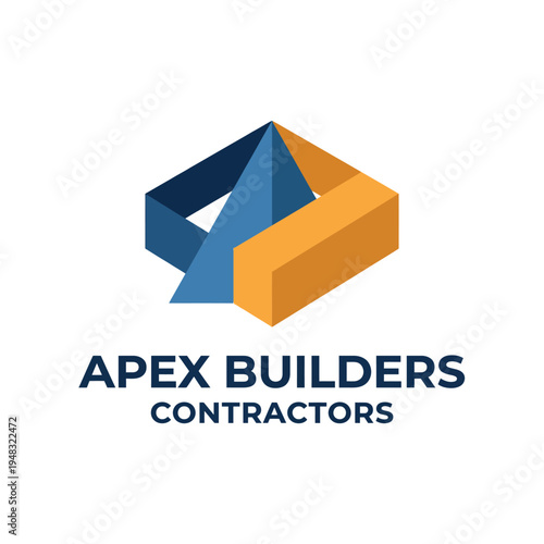 An eye-catching logo design featuring geometric shapes that represent construction, ideal for contractors and builders emphasizing quality, structure, and reliability in their services.