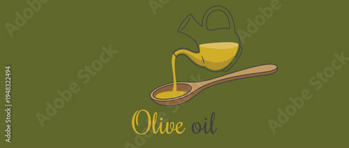 This image features a vibrant illustration of an olive oil bottle pouring into a wooden spoon, emphasizing the essence of quality cooking ingredients and culinary creativity.