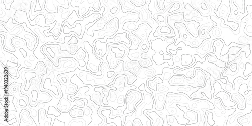 Abstract topographic map pattern with wavy lines and contours on white background