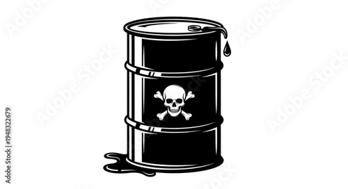 Illustration of a Toxic Waste Barrel with Skull and Crossbones.