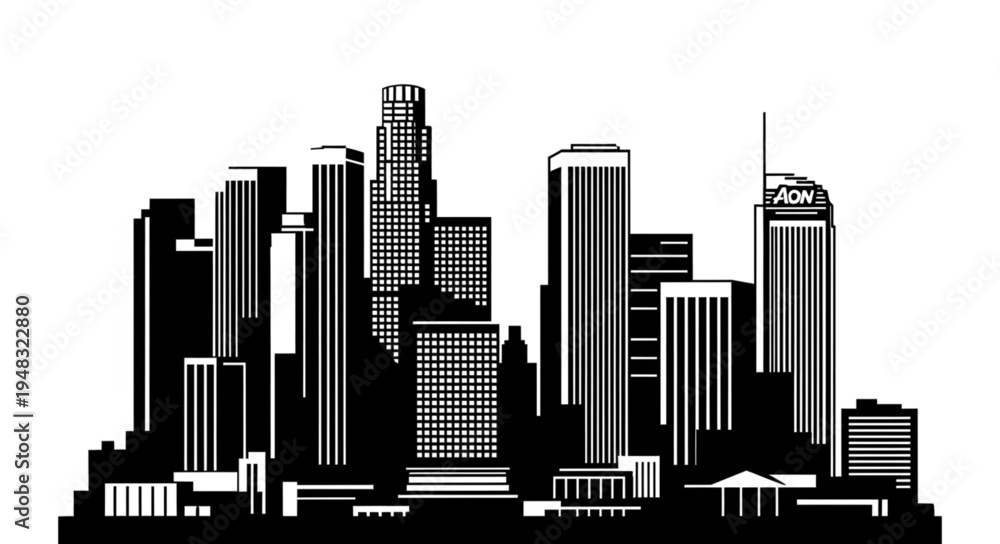 Obraz premium Los Angeles Skyline Silhouette - A Modern Urban Landscape.