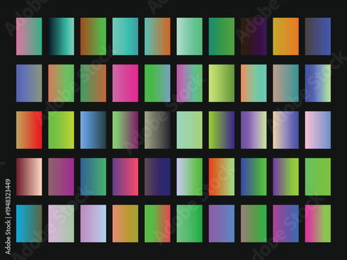 Extensive collection of colorful gradient backgrounds, smooth color transitions for digital artistry