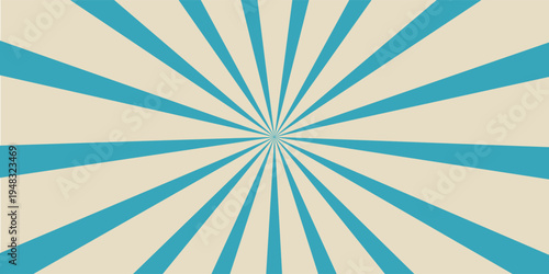 Retro vintage spiral wavy sun rays, blue background pattern, radial spiral stripes, comic ray stripes, grunge texture, circus, carnival, summer background, vector illustration.