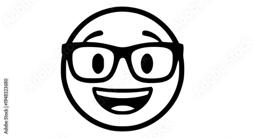 Happy Smiling Face Icon with Glasses