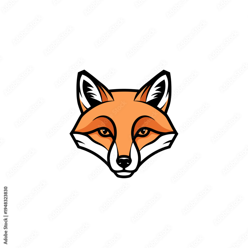 Fototapeta premium A stylized illustration of a fox's head with sharp features and bold lines.
