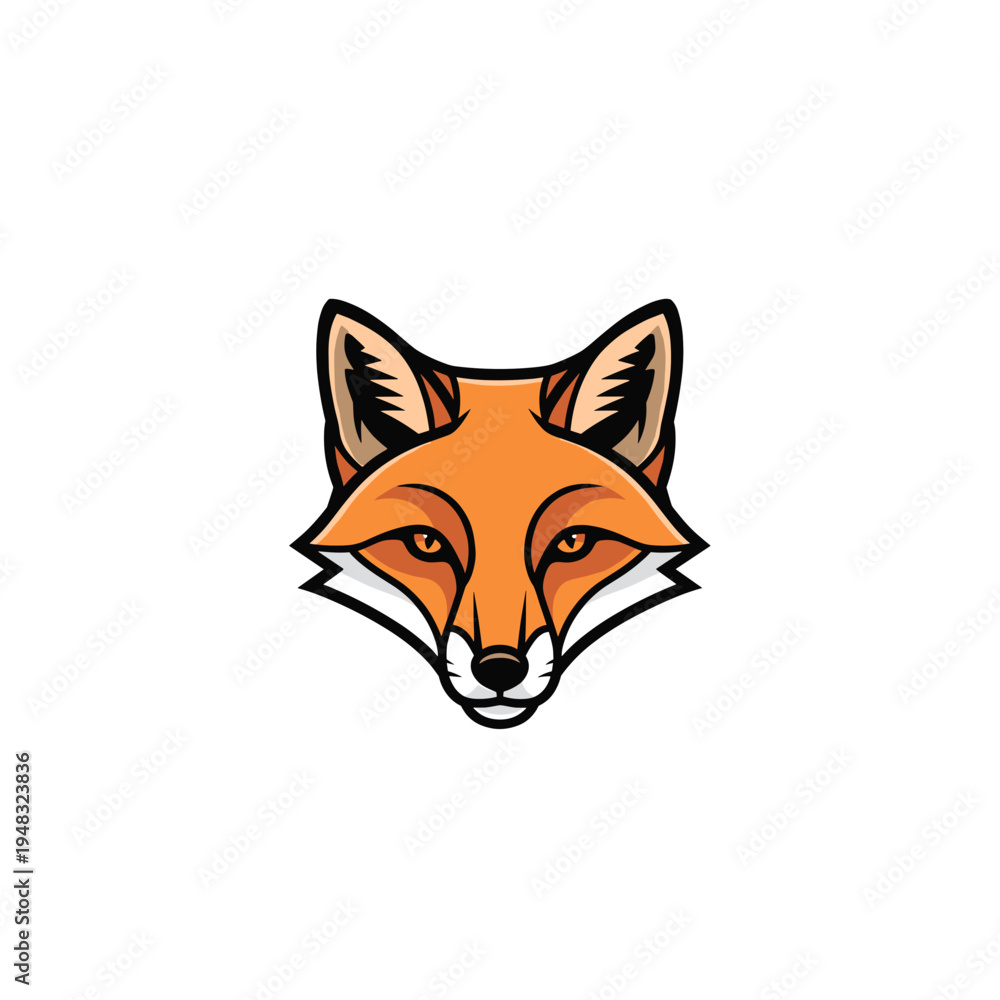 Fototapeta premium A stylized illustration of a fox's face with sharp features and alert eyes.