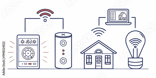 smart home devices with wireless connectivity Vector