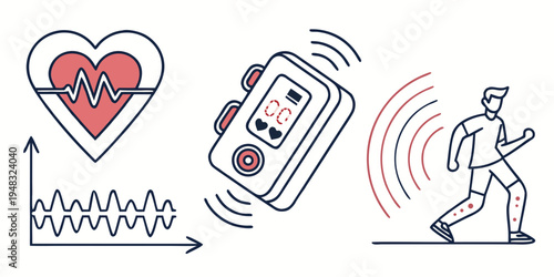 a fitness tracker monitoring heart rate during exercise Vector