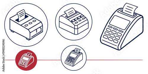 a set of diagrams showing a point of sale terminal Vector