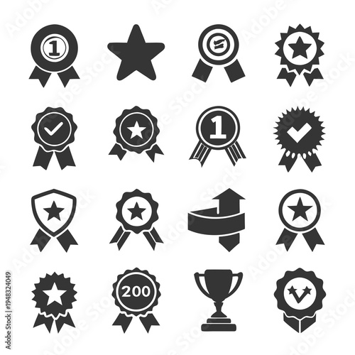 Awards and achievements icon set on white background